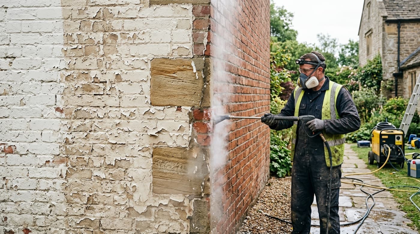 Moore & Franks removing masonry paint to reveal clean original brick, Devon — Exeter